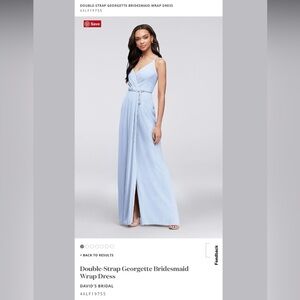 David’s Bridal Light Blue Bridesmaid Wrap Dress